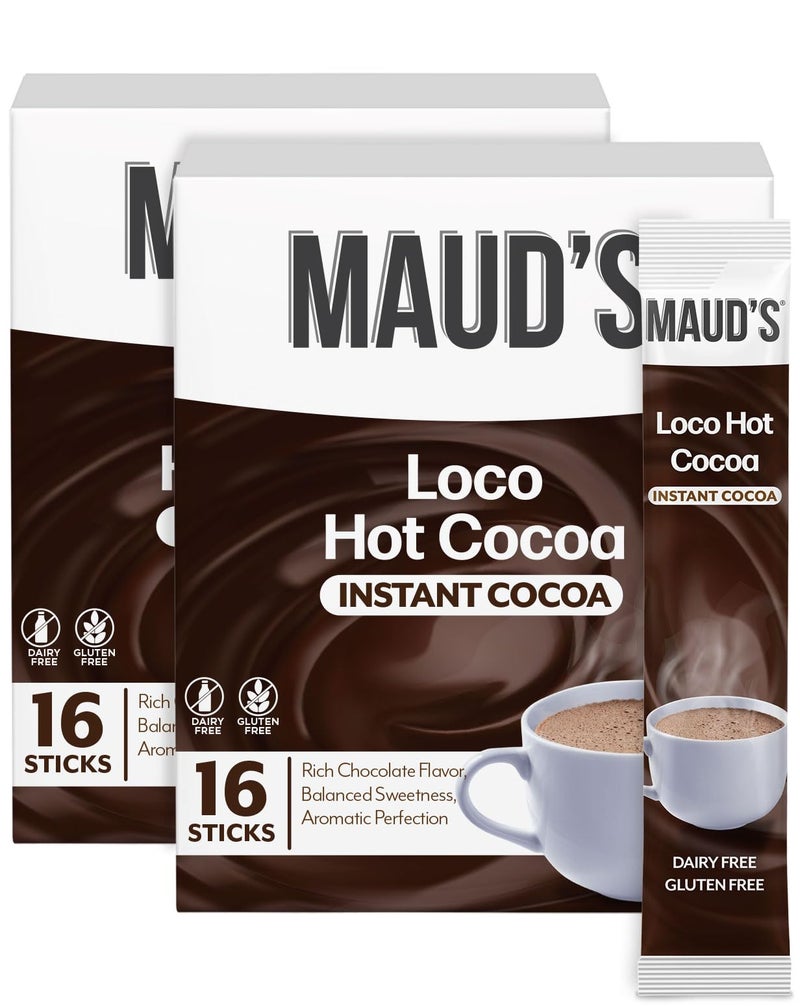Maud's Dark Hot Chocolate Instant Packets, 16 ct, Instant Hot or Iced Chocolate - Just add water - Image 1